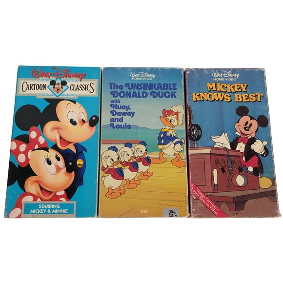Disney VHS Lot 3 Mickey Knows Best, Unsinkable Donald Duck, Cartoon Classics 6 - Picture 1 of 4